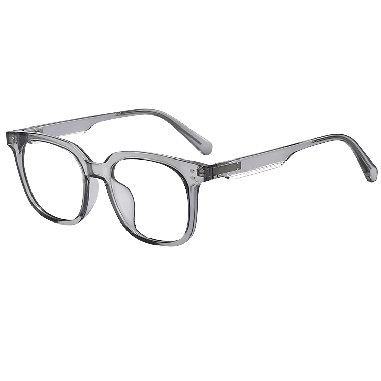 TR90 Transparent Square Striped Rivets Fashion Glasses Frame